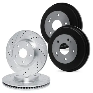 R1 Concepts WGPN2-74052 Drilled & Slotted Silver Disc Brake Rotor & Drum Set